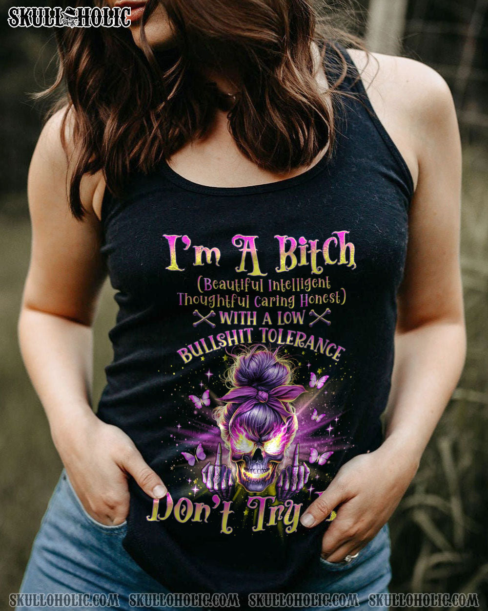 I’M A B DON’T TRY ME FIRE MESSY BUN ALL OVER PRINT – TLNO3001241