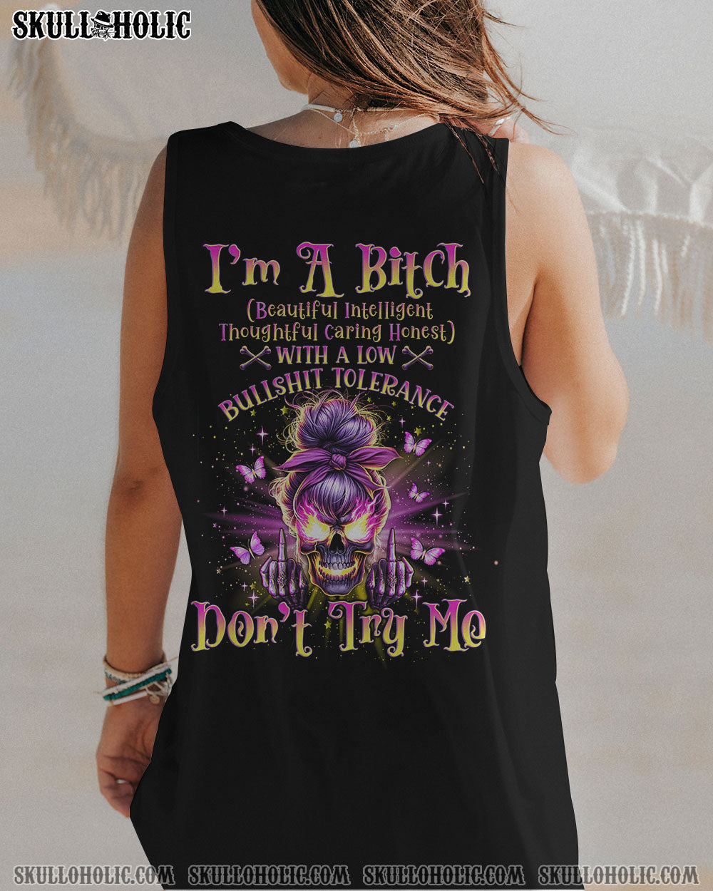 I’M A B DON’T TRY ME FIRE MESSY BUN ALL OVER PRINT – TLNO3001241
