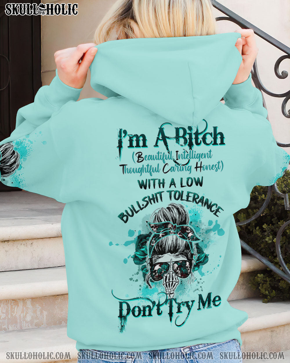 I’M A B DON’T TRY ME MESSY BUN ROSE ALL OVER PRINT – TLTW0404233
