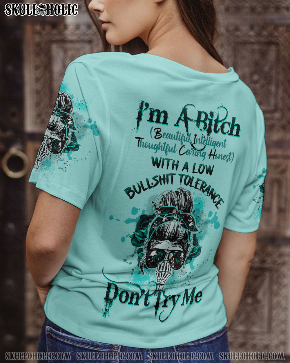 I’M A B DON’T TRY ME MESSY BUN ROSE ALL OVER PRINT – TLTW0404233