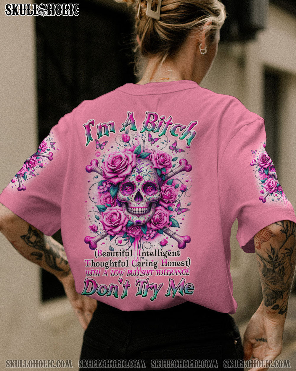 I’M A B DON’T TRY ME ROSE BONES SUGAR SKULL ALL OVER PRINT – TLNZ0211231