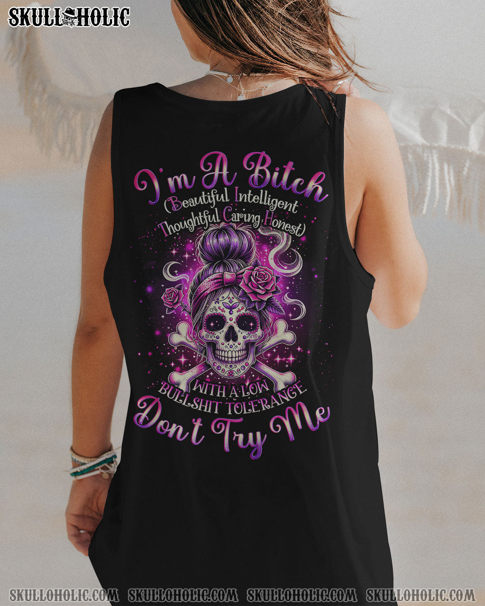 I’M A B DON’T TRY ME ROSE MESSY BUN ALL OVER PRINT – TLNO0211231