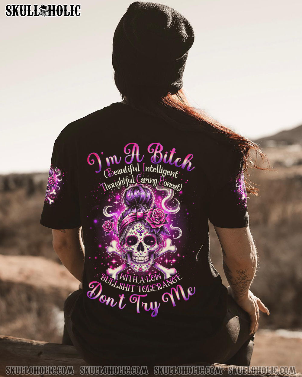 I’M A B DON’T TRY ME ROSE MESSY BUN ALL OVER PRINT – TLNO0211231