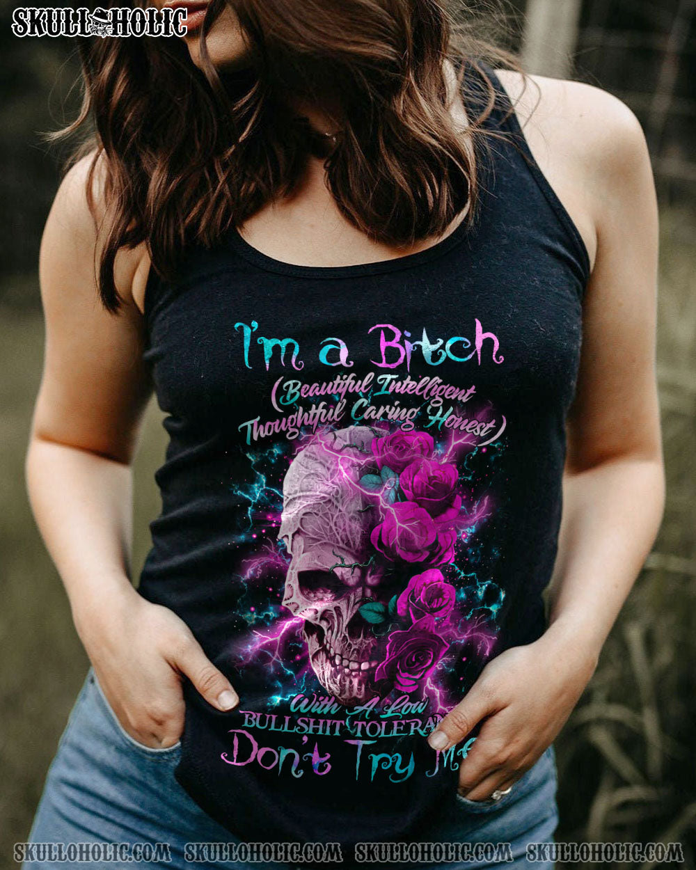 I’M A B DON’T TRY ME SKULL ROSE ALL OVER PRINT – TLTR0803231