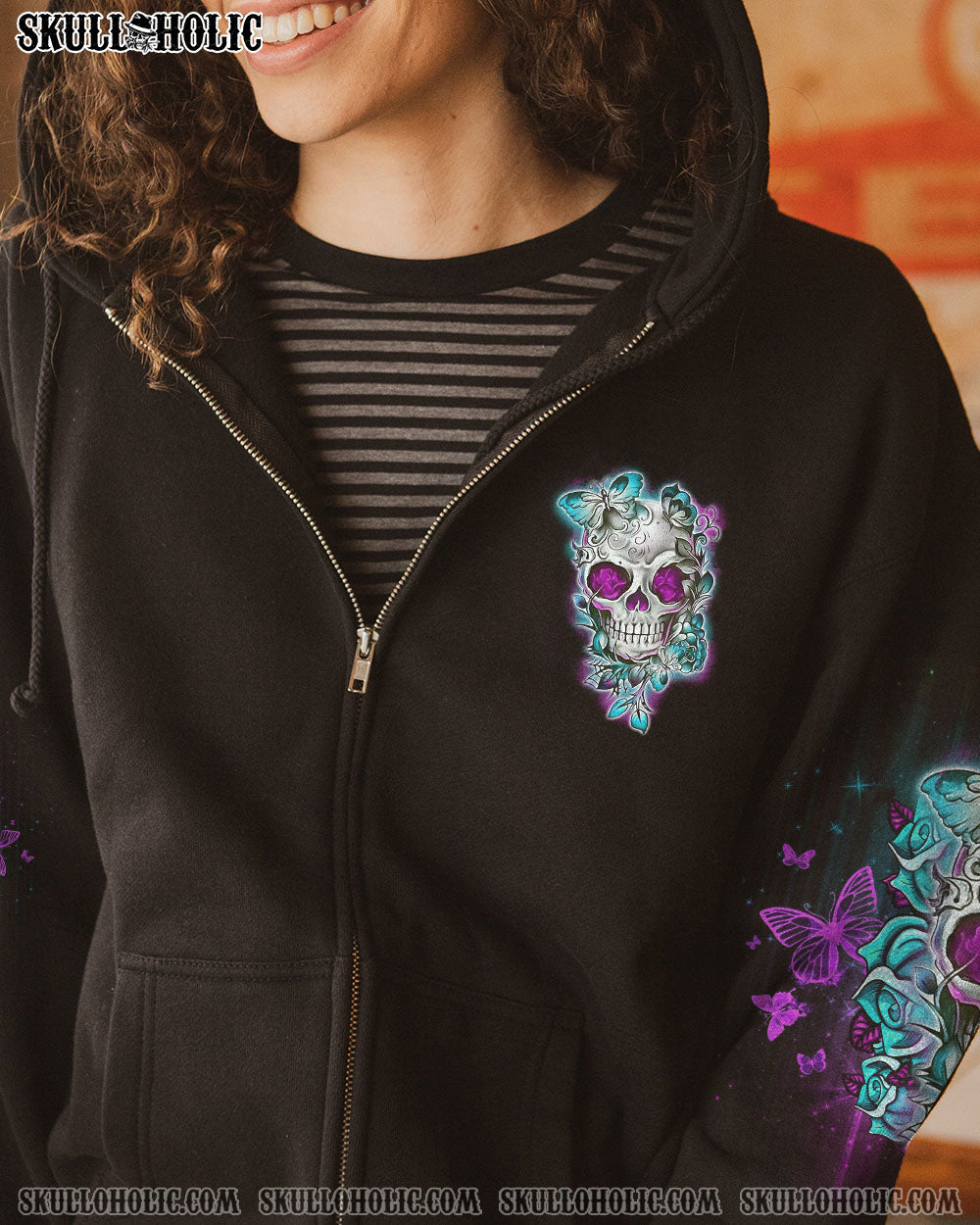 I’M A B DON’T TRY ME TATTOOED FLOWER SKULL ALL OVER PRINT – TLNO1502232