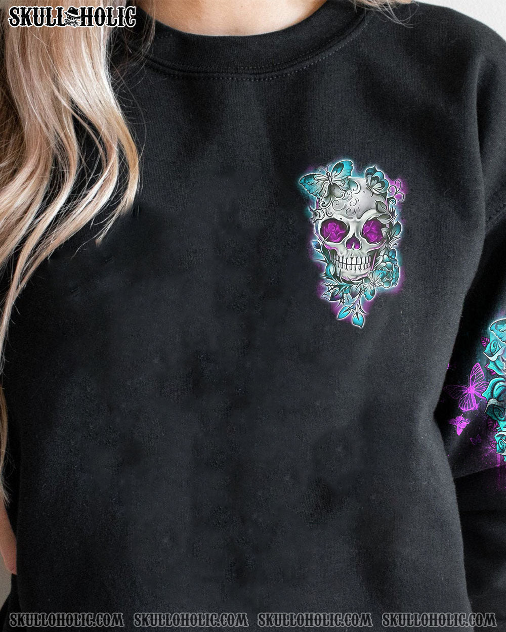 I’M A B DON’T TRY ME TATTOOED FLOWER SKULL ALL OVER PRINT – TLNO1502232