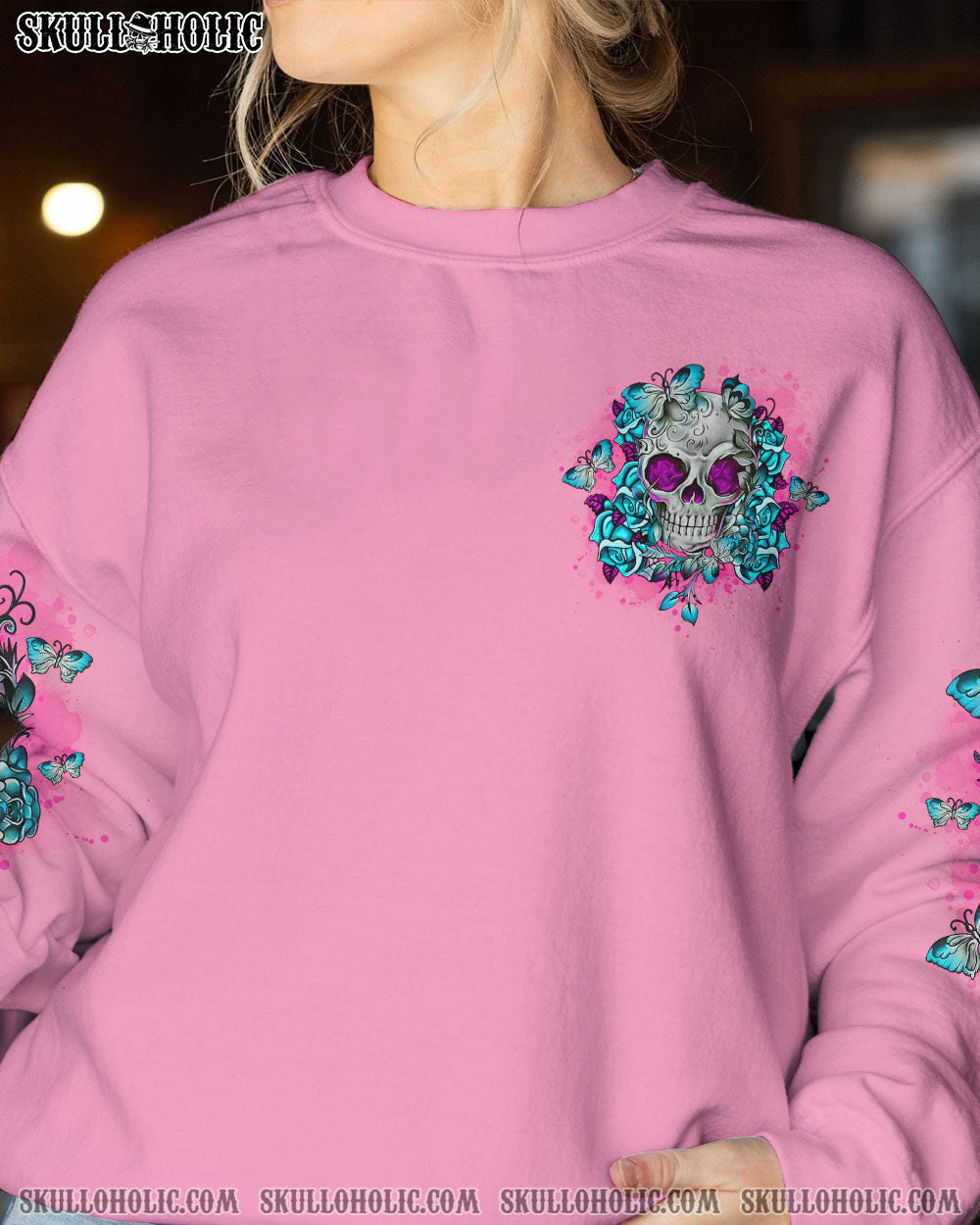 I’M A B DON’T TRY ME TATTOOED FLOWER SKULL ALL OVER PRINT – TLNO2402232