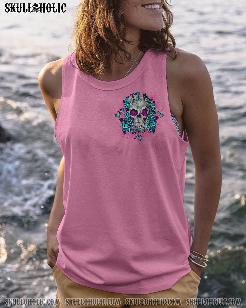 I’M A B DON’T TRY ME TATTOOED FLOWER SKULL ALL OVER PRINT – TLNO2402232