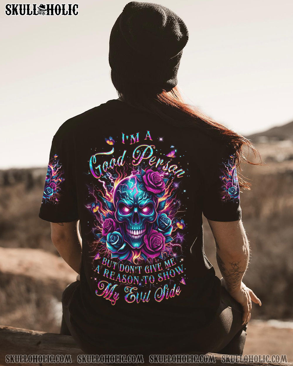 I’M A GOOD PERSON SKULL LADY ALL OVER PRINT – YHLT0502244