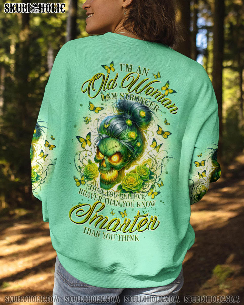 I’M AN OLD WOMAN MESSY BUN SKULL ALL OVER PRINT – TLTR2706243