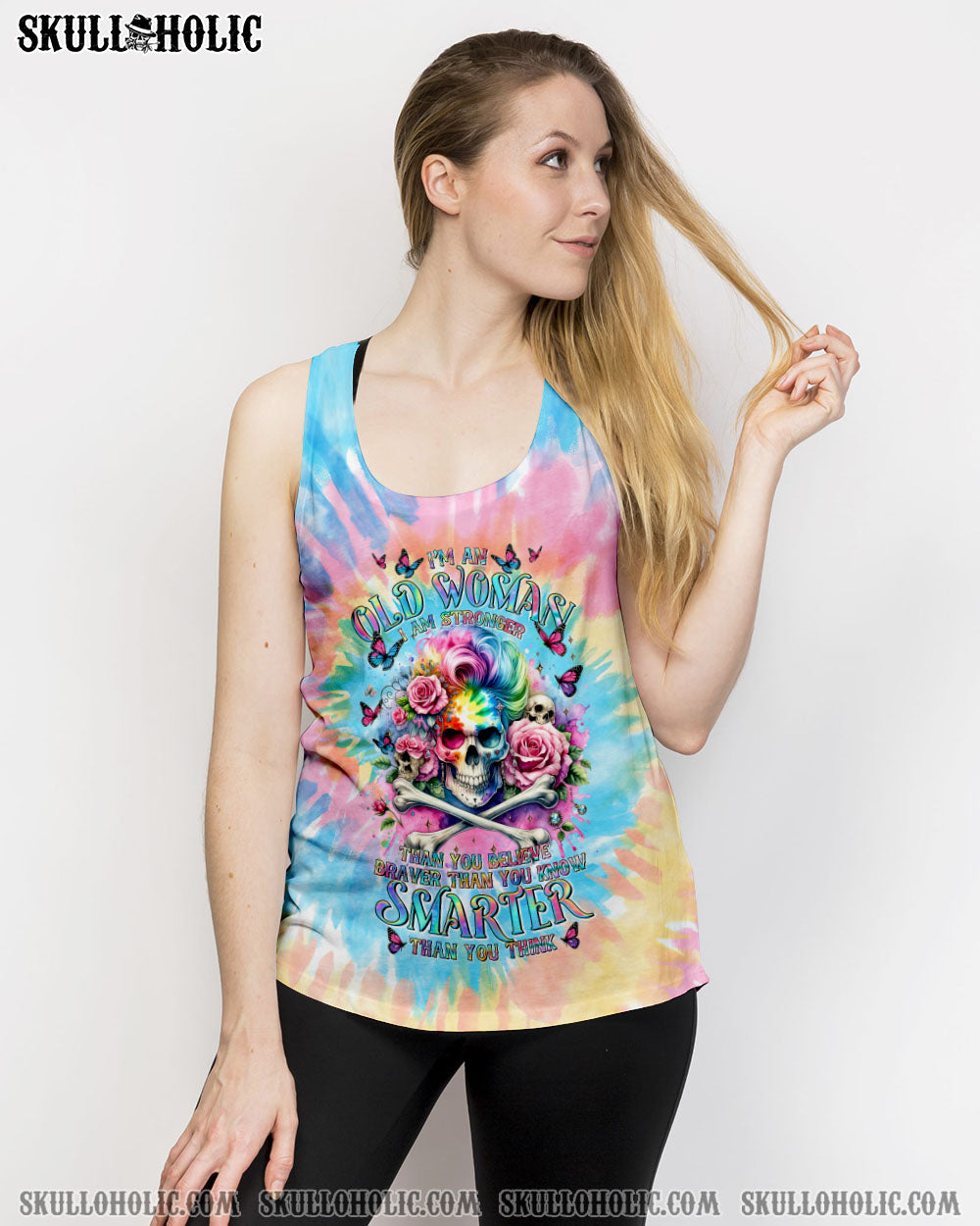 I’M AN OLD WOMAN MESSY BUN SKULL TIE DYE ALL OVER PRINT – TLTR2906241