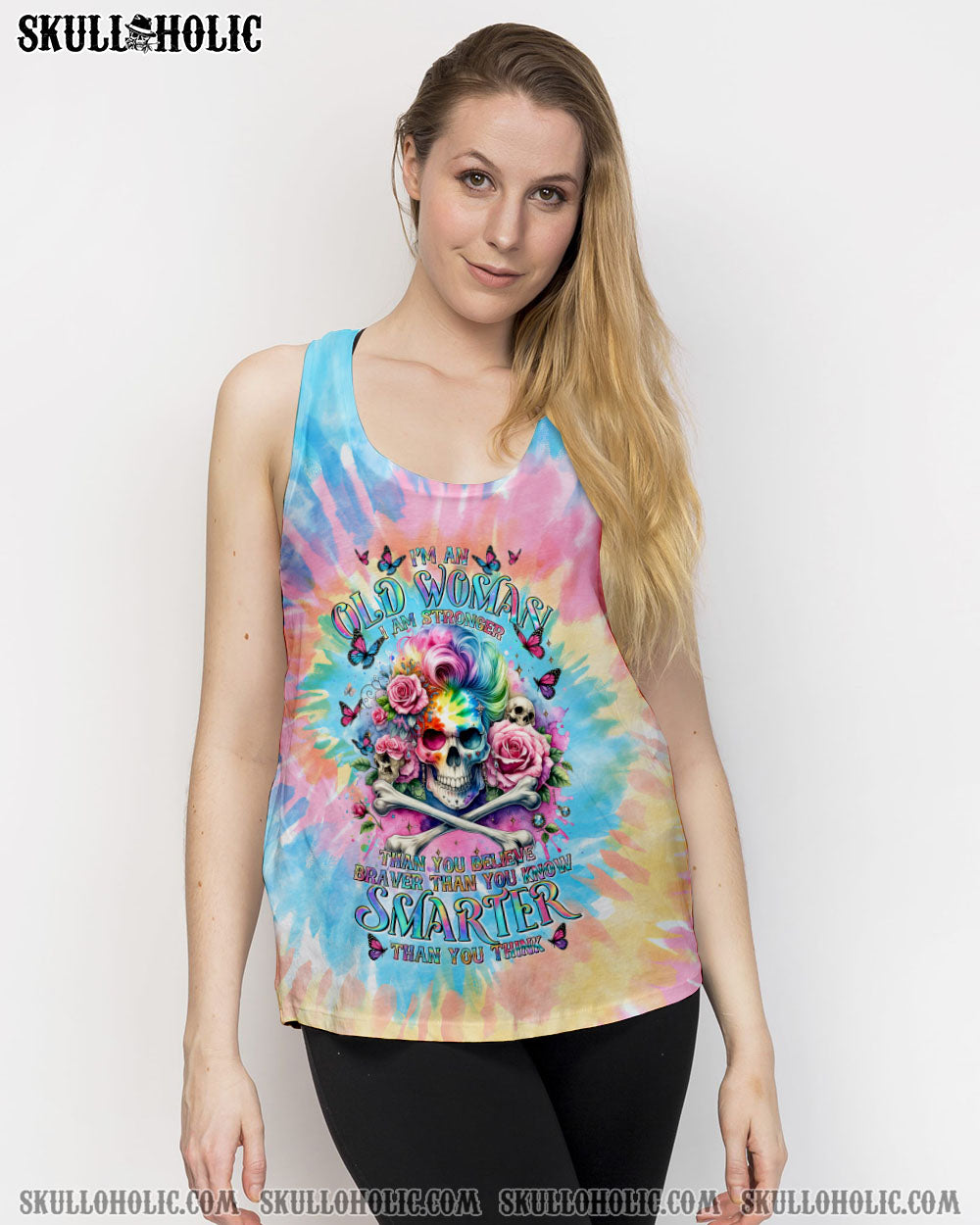 I’M AN OLD WOMAN MESSY BUN SKULL TIE DYE ALL OVER PRINT – TLTR2906241
