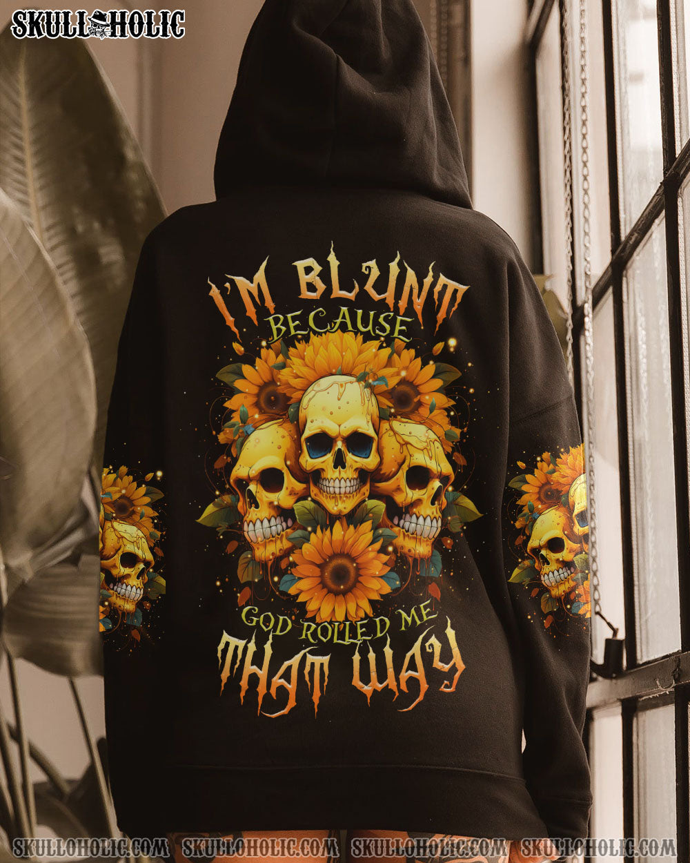 I’M BLUNT BECAUSE GOD ROLLED ME 3 SKULLS ALL OVER PRINT – TLTR0609232