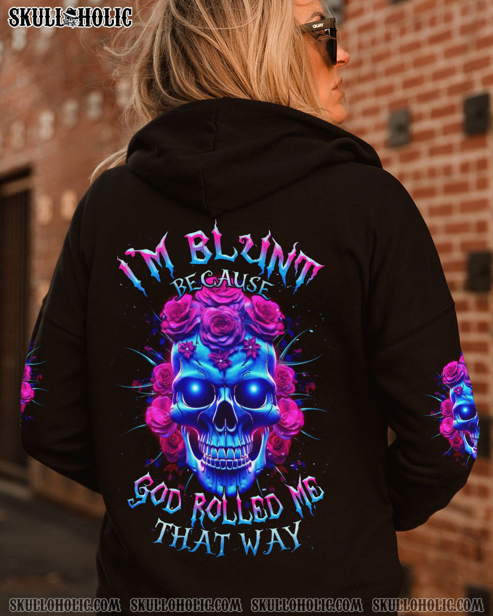 I’M BLUNT BECAUSE GOD ROLLED ME ROSE SKULL ALL OVER PRINT – TLNZ0507233