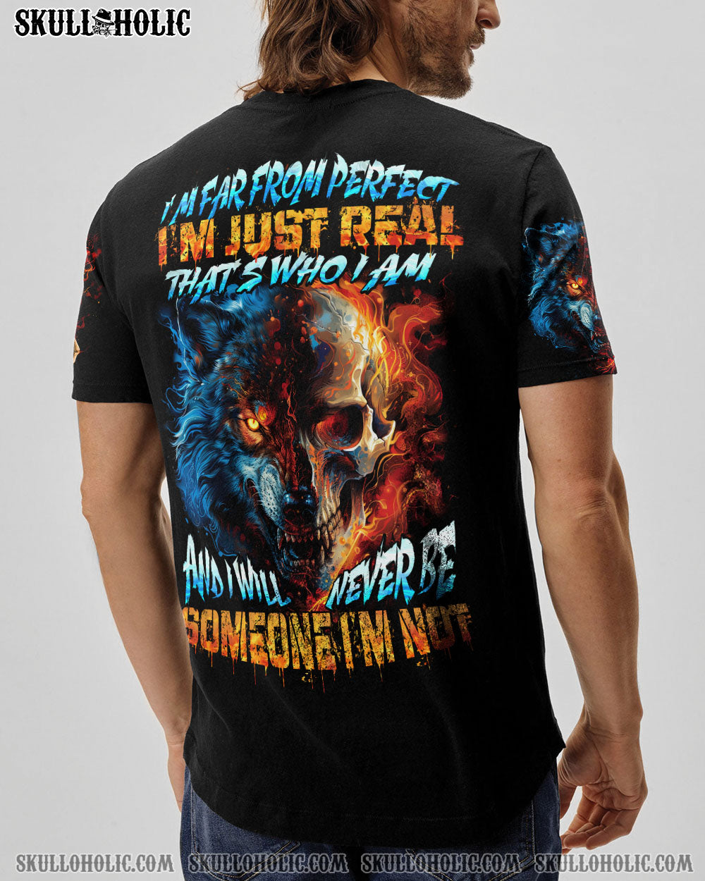 I’M FAR FROM PERFECT I’M JUST REAL WOLF SKULL ALL OVER PRINT – TYTD1604243