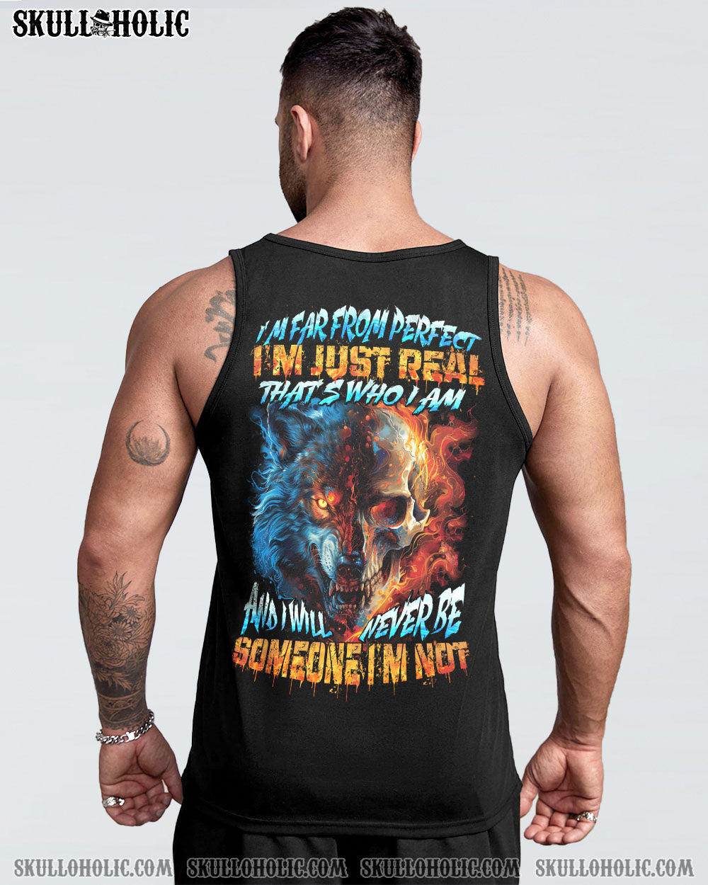 I’M FAR FROM PERFECT I’M JUST REAL WOLF SKULL ALL OVER PRINT – TYTD1604243