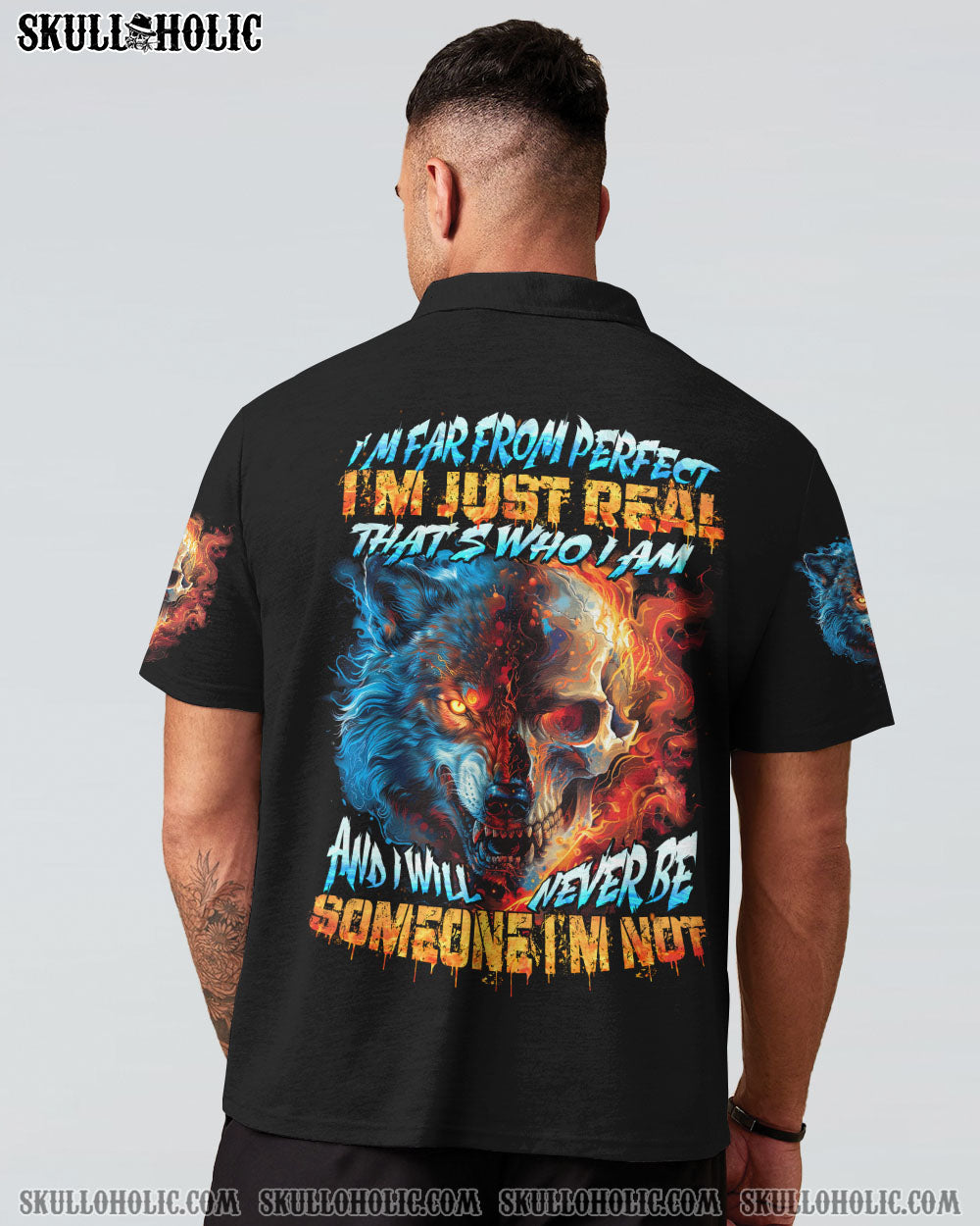 I’M FAR FROM PERFECT I’M JUST REAL WOLF SKULL ALL OVER PRINT – TYTD1604243