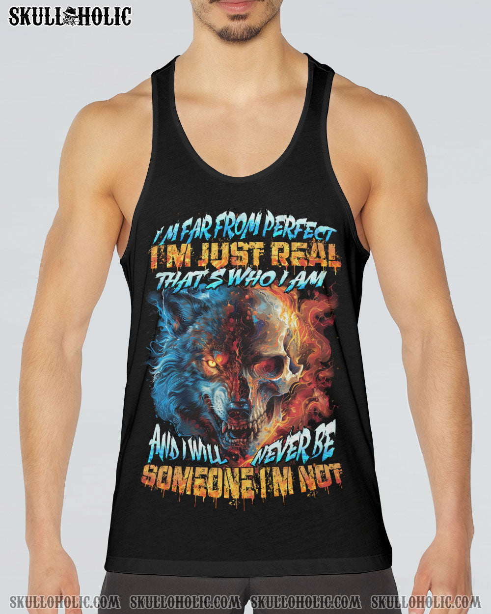 I’M FAR FROM PERFECT I’M JUST REAL WOLF SKULL ALL OVER PRINT – TYTD1604243