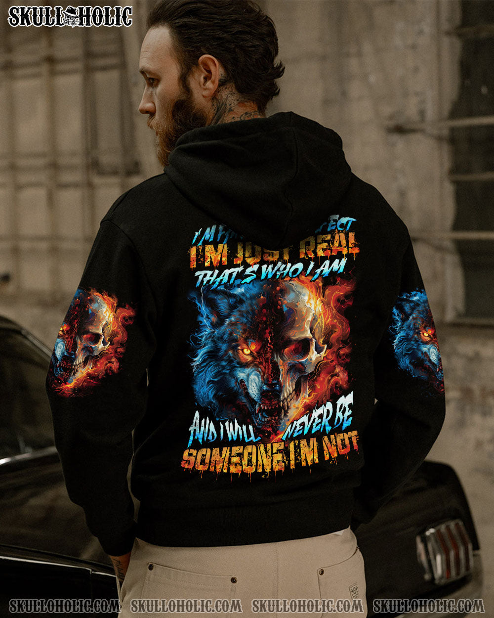 I’M FAR FROM PERFECT I’M JUST REAL WOLF SKULL ALL OVER PRINT – TYTD1604243