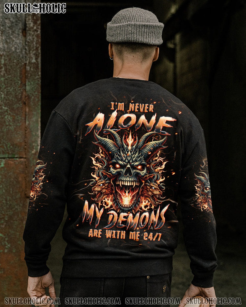 I’M NEVER ALONE SKULL DEMON SKULL DRAGON ALL OVER PRINT – TLPQ2406241
