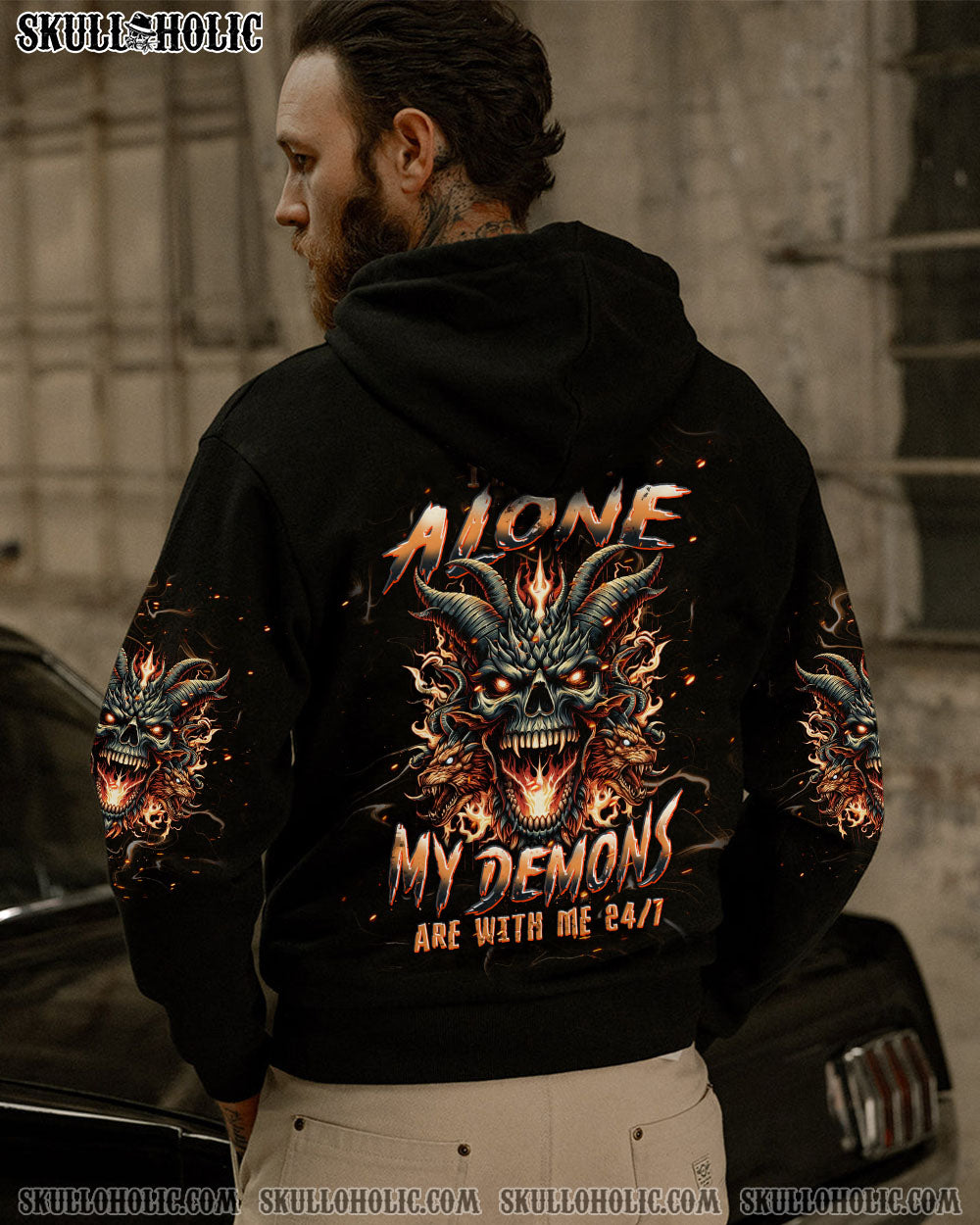 I’M NEVER ALONE SKULL DEMON SKULL DRAGON ALL OVER PRINT – TLPQ2406241
