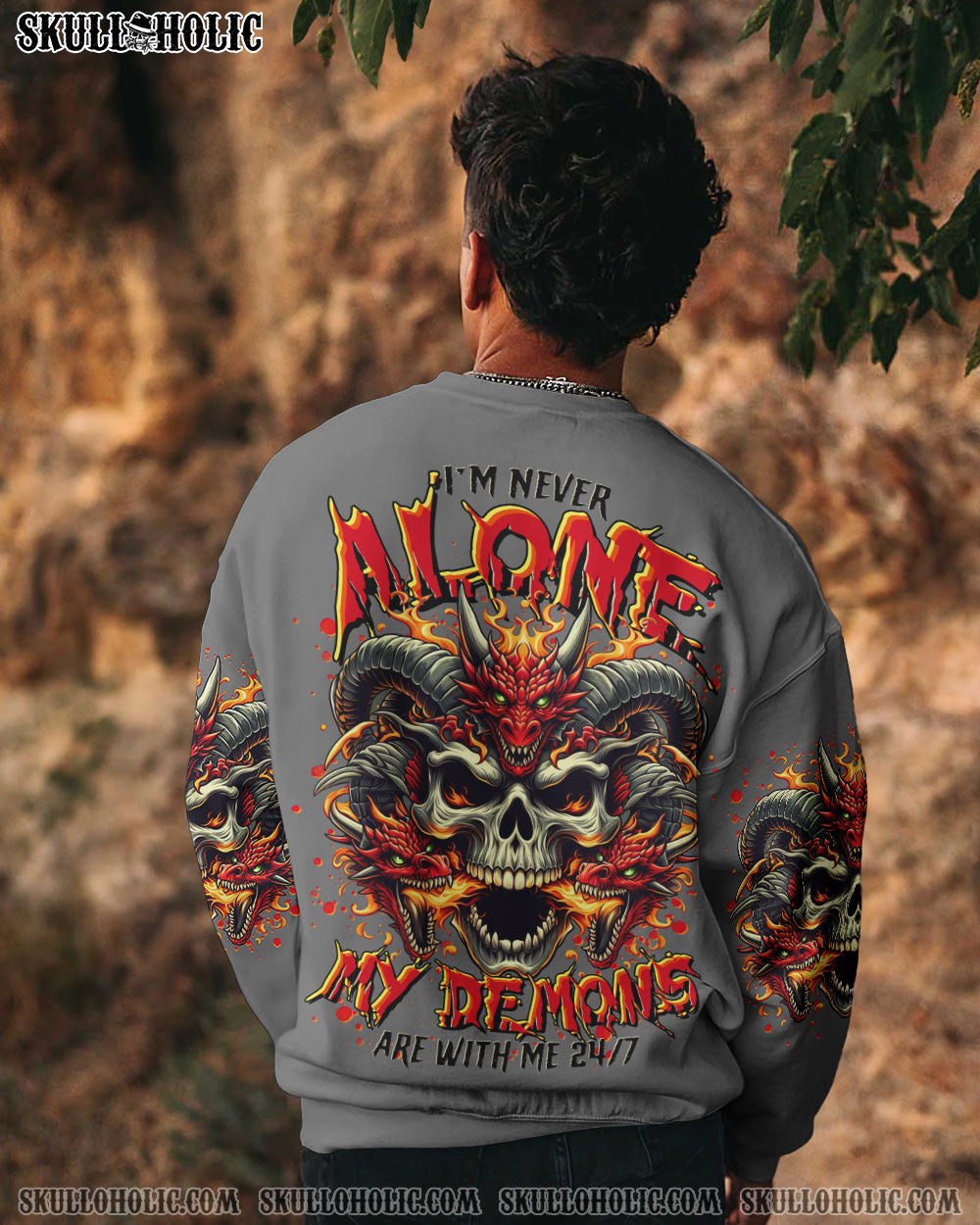 I’M NEVER ALONE SKULL DEMON SKULL DRAGON ALL OVER PRINT – TLTR2506242