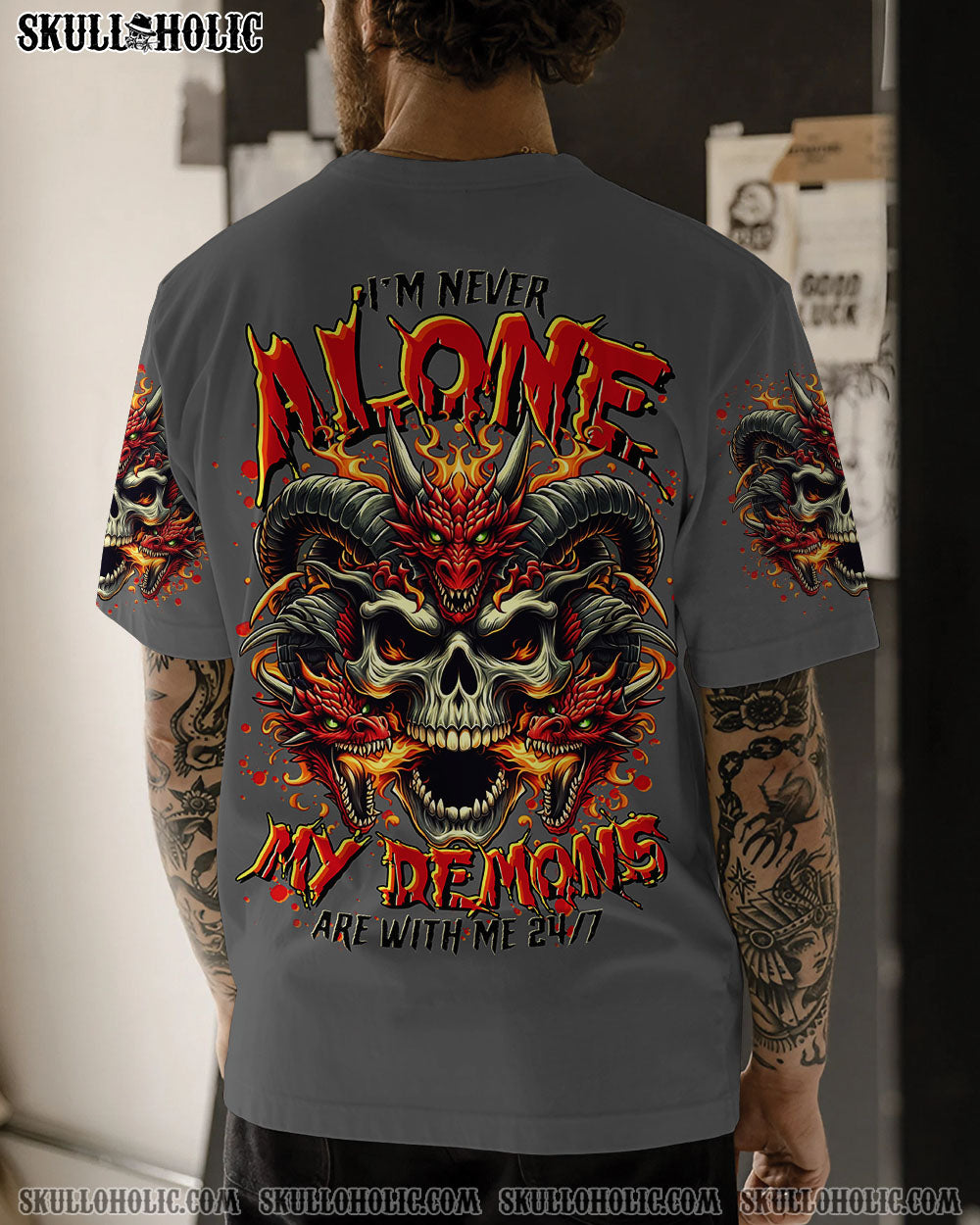 I’M NEVER ALONE SKULL DEMON SKULL DRAGON ALL OVER PRINT – TLTR2506242