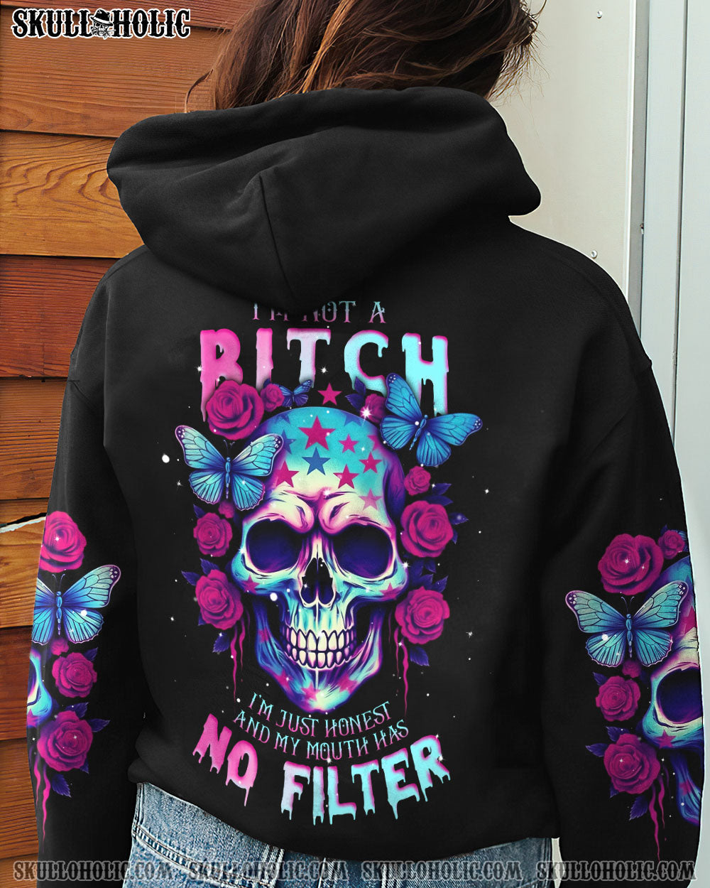 I’M NOT A B I’M JUST HONEST SKULL ROSE AMERICA ALL OVER PRINT – TLNT1505231