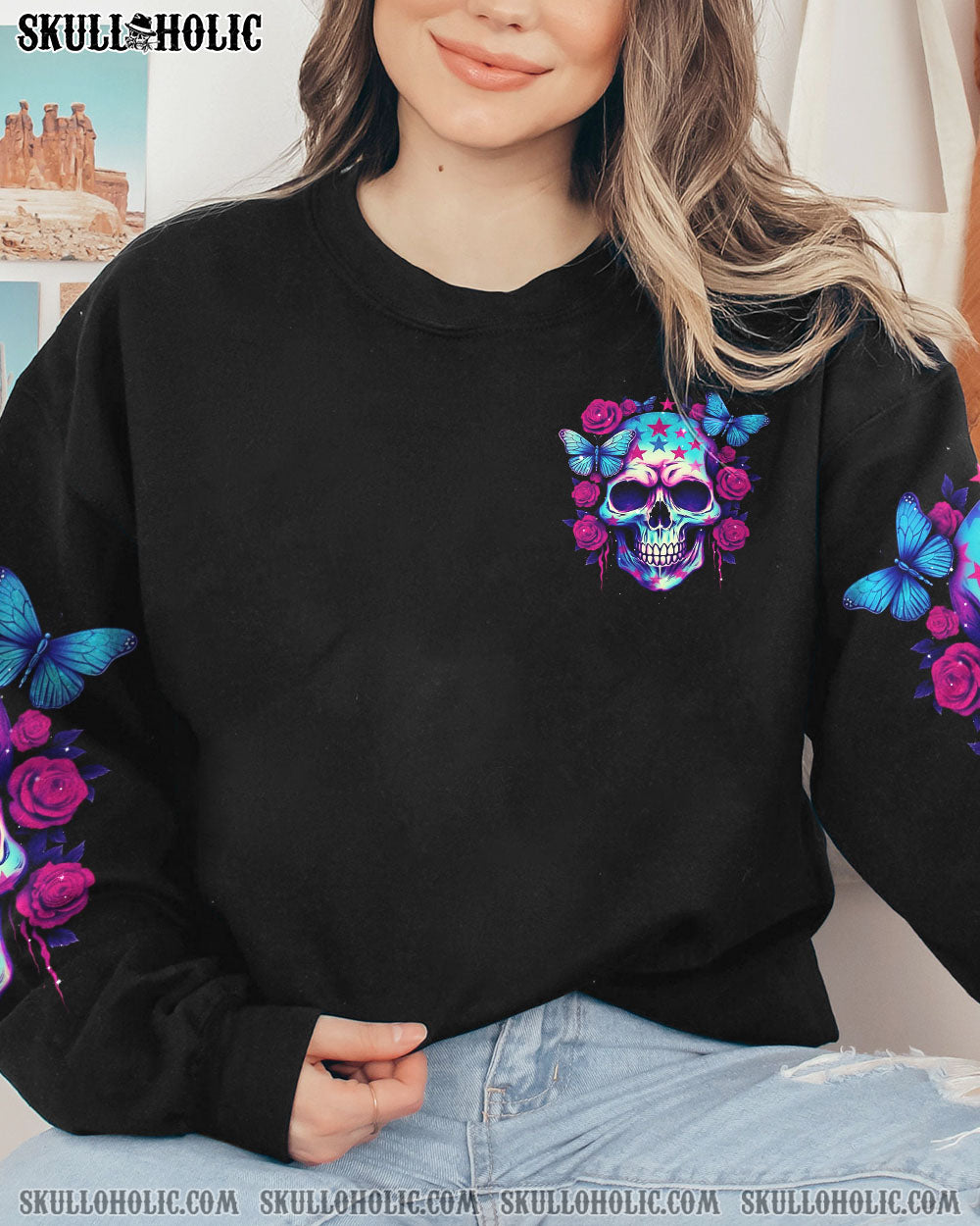 I’M NOT A B I’M JUST HONEST SKULL ROSE AMERICA ALL OVER PRINT – TLNT1505231