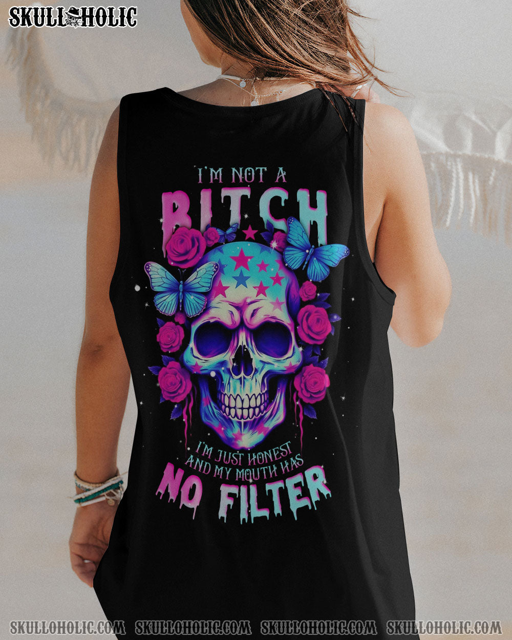 I’M NOT A B I’M JUST HONEST SKULL ROSE AMERICA ALL OVER PRINT – TLNT1505231