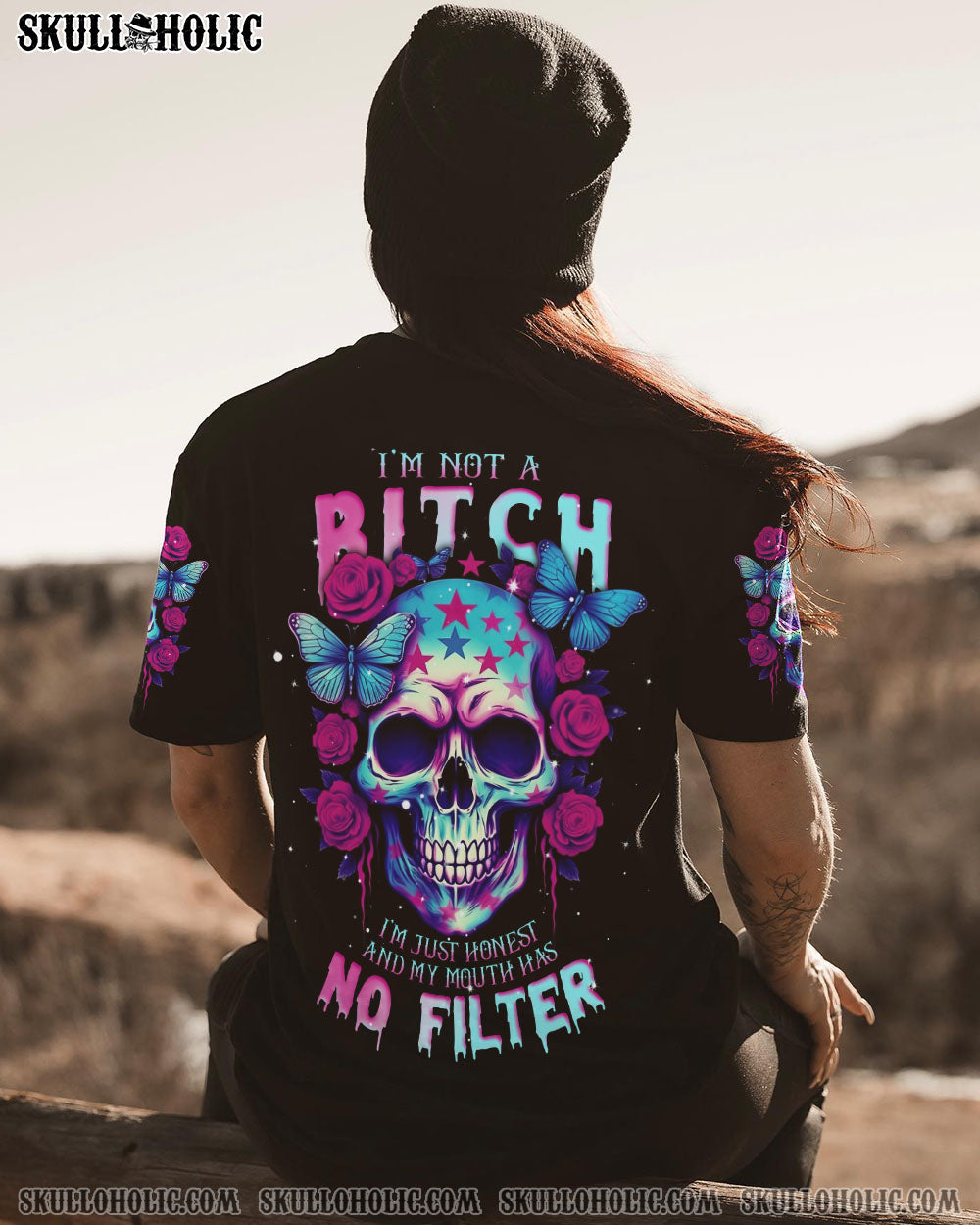 I’M NOT A B I’M JUST HONEST SKULL ROSE AMERICA ALL OVER PRINT – TLNT1505231