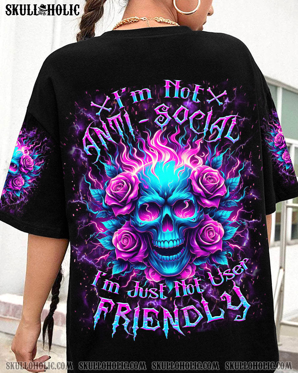 I'M NOT ANTI-SOCIAL MAD SKULL ALL OVER PRINT - YHKD3001241