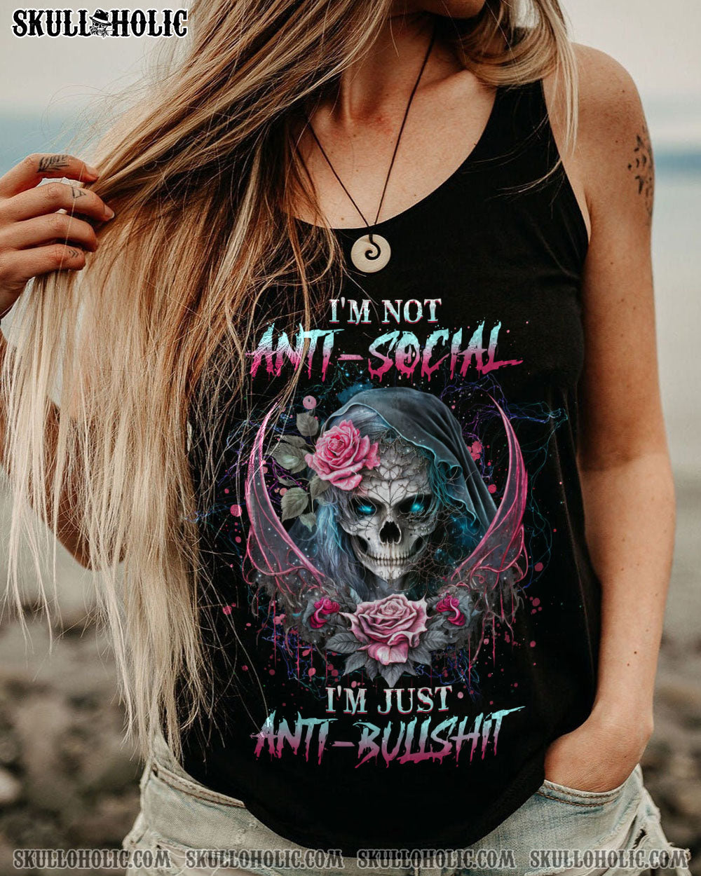 I’M NOT ANTI-SOCIAL SKULL ALL OVER PRINT – YHHG1303233