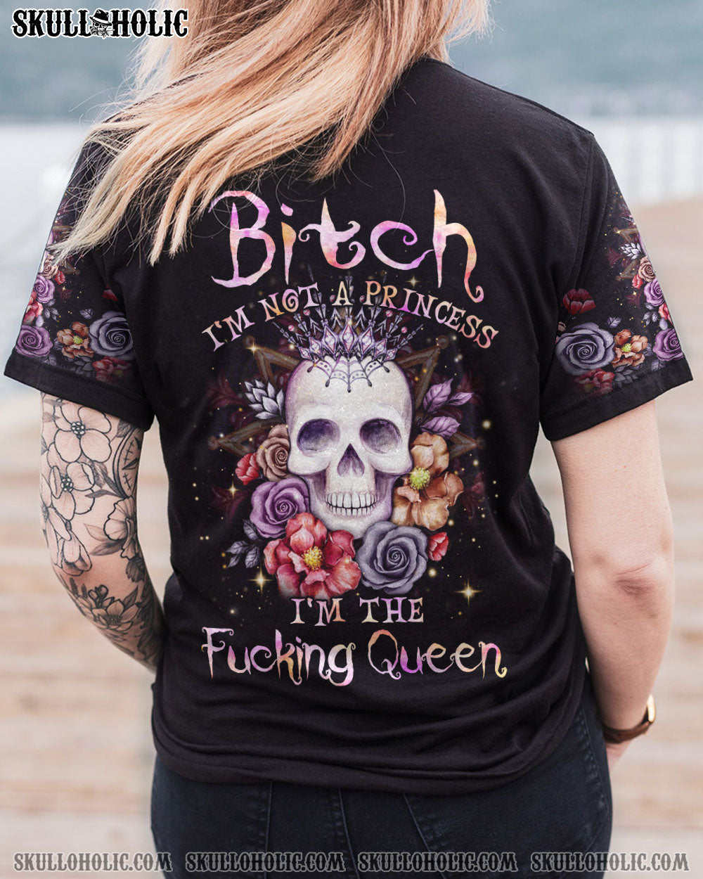 I’M THE F QUEEN FLOWER SKULL ALL OVER PRINT – YHLN1003233