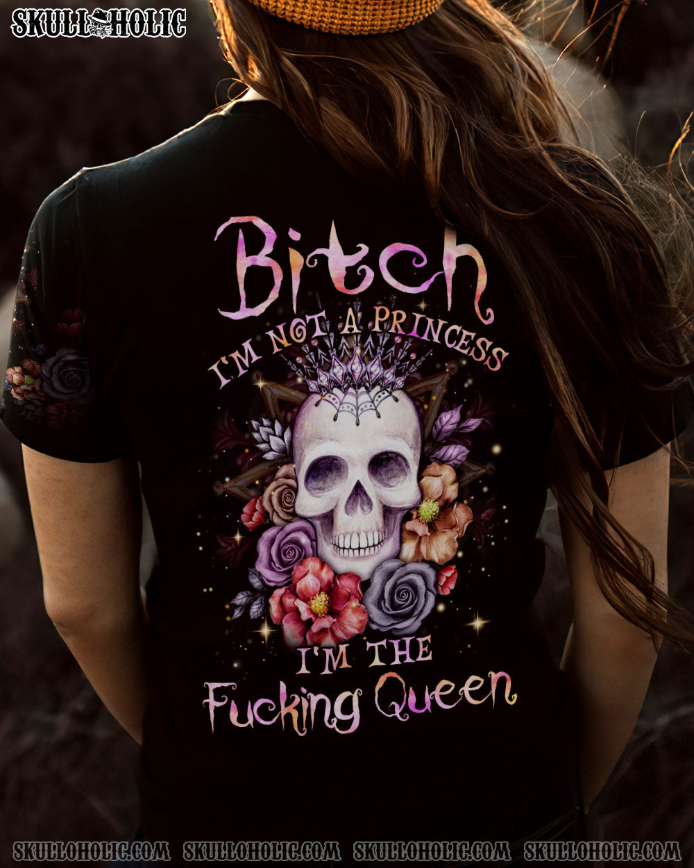 I’M THE F QUEEN FLOWER SKULL ALL OVER PRINT – YHLN1003233