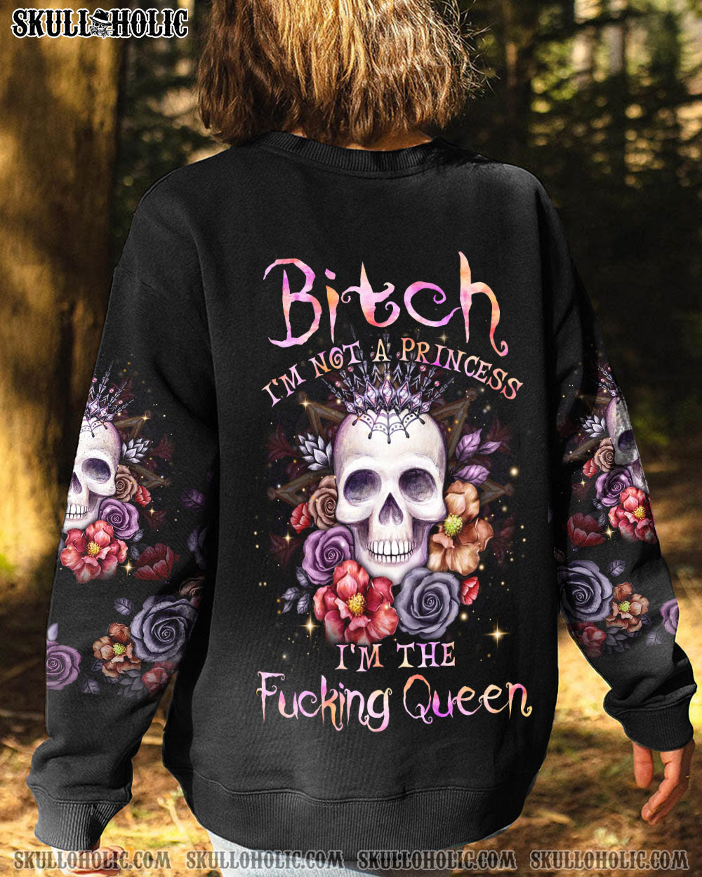 I’M THE F QUEEN FLOWER SKULL ALL OVER PRINT – YHLN1003233