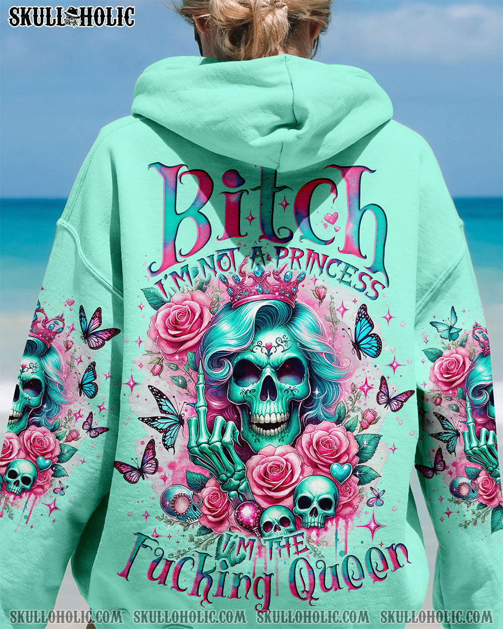 I'M THE F QUEEN SKULL LADY ROSE ALL OVER PRINT - TLNO1602243