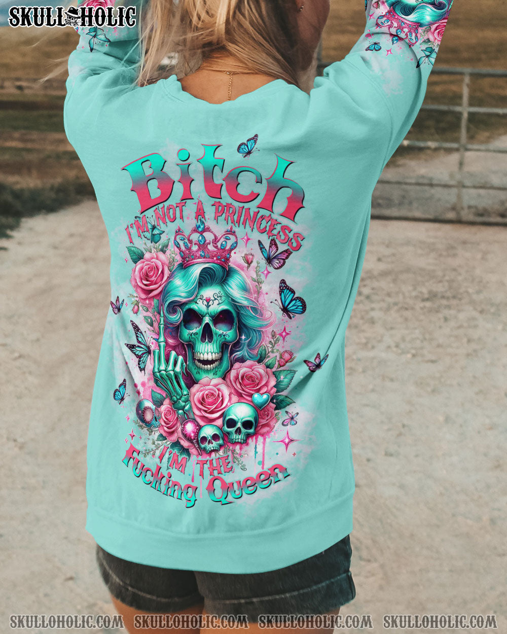 I’M THE F QUEEN SKULL LADY ROSE ALL OVER PRINT – TLTW3101241