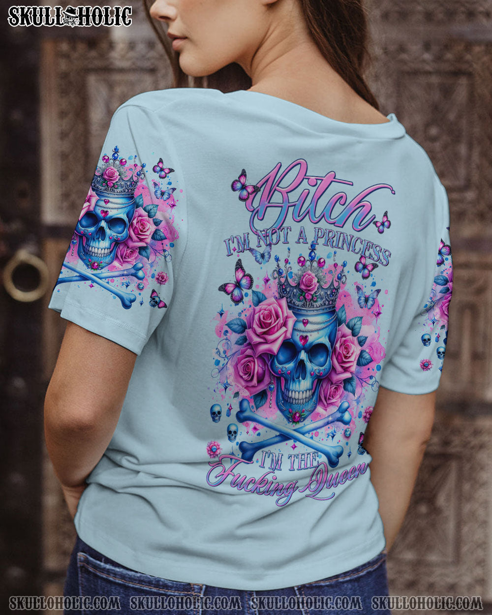 I’M THE F QUEEN SKULL ROSE BONES ALL OVER PRINT – TLTR2901244