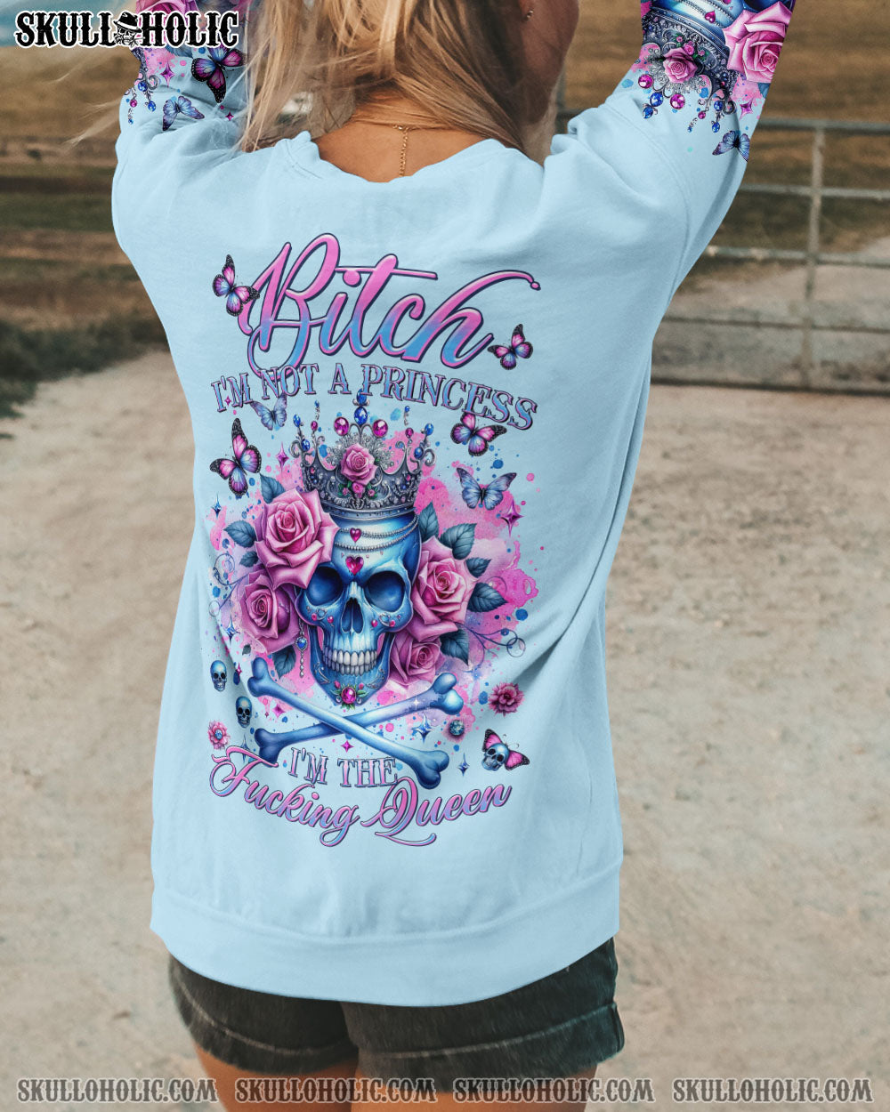 I’M THE F QUEEN SKULL ROSE BONES ALL OVER PRINT – TLTR2901244