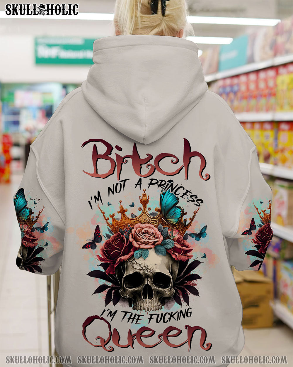 I'M THE F QUEEN SKULL ROSE CROWN ALL OVER PRINT - TLTR0802233