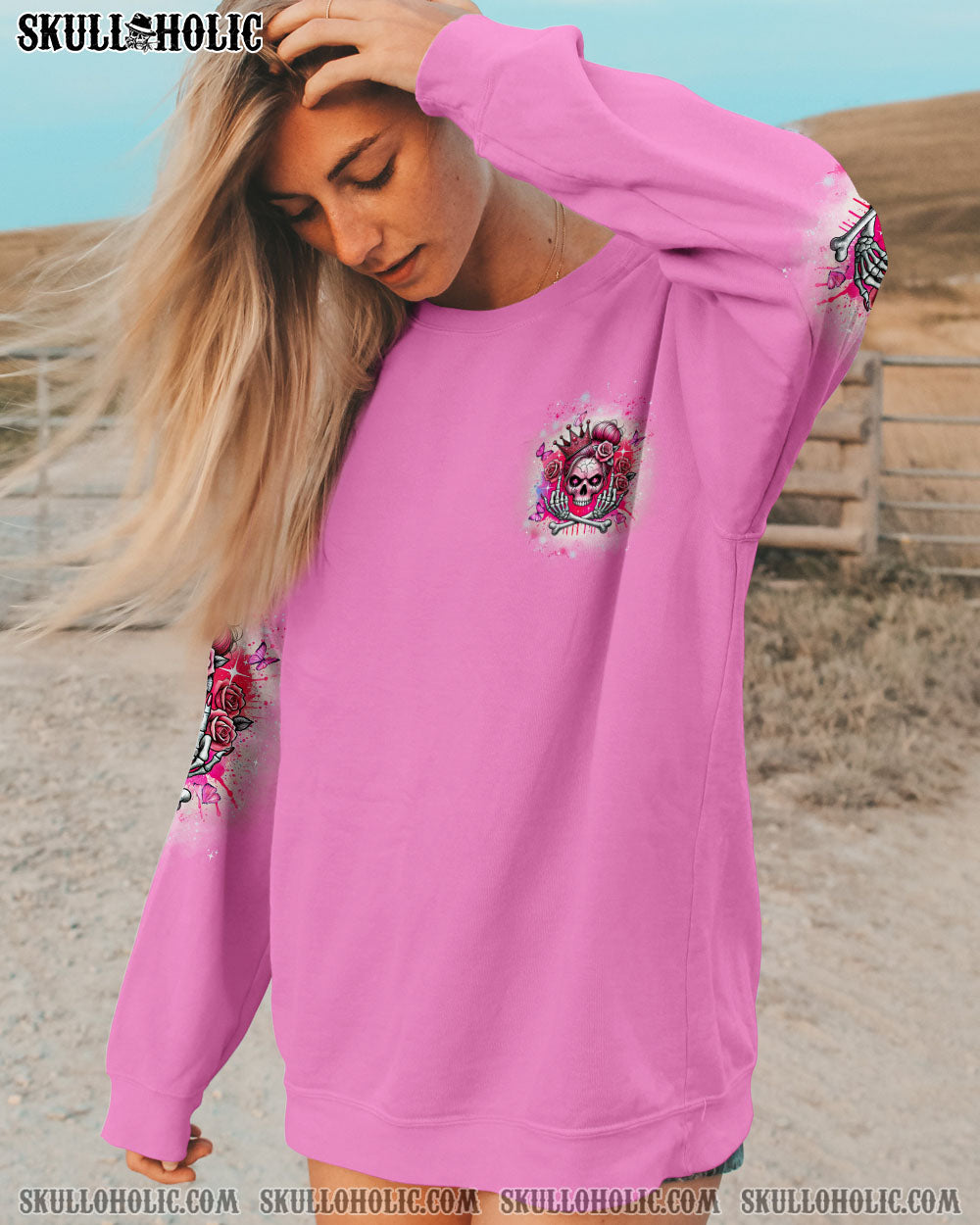 I’M THE QUEEN SKULL MESSY BUN ALL OVER PRINT – TYTD2706242