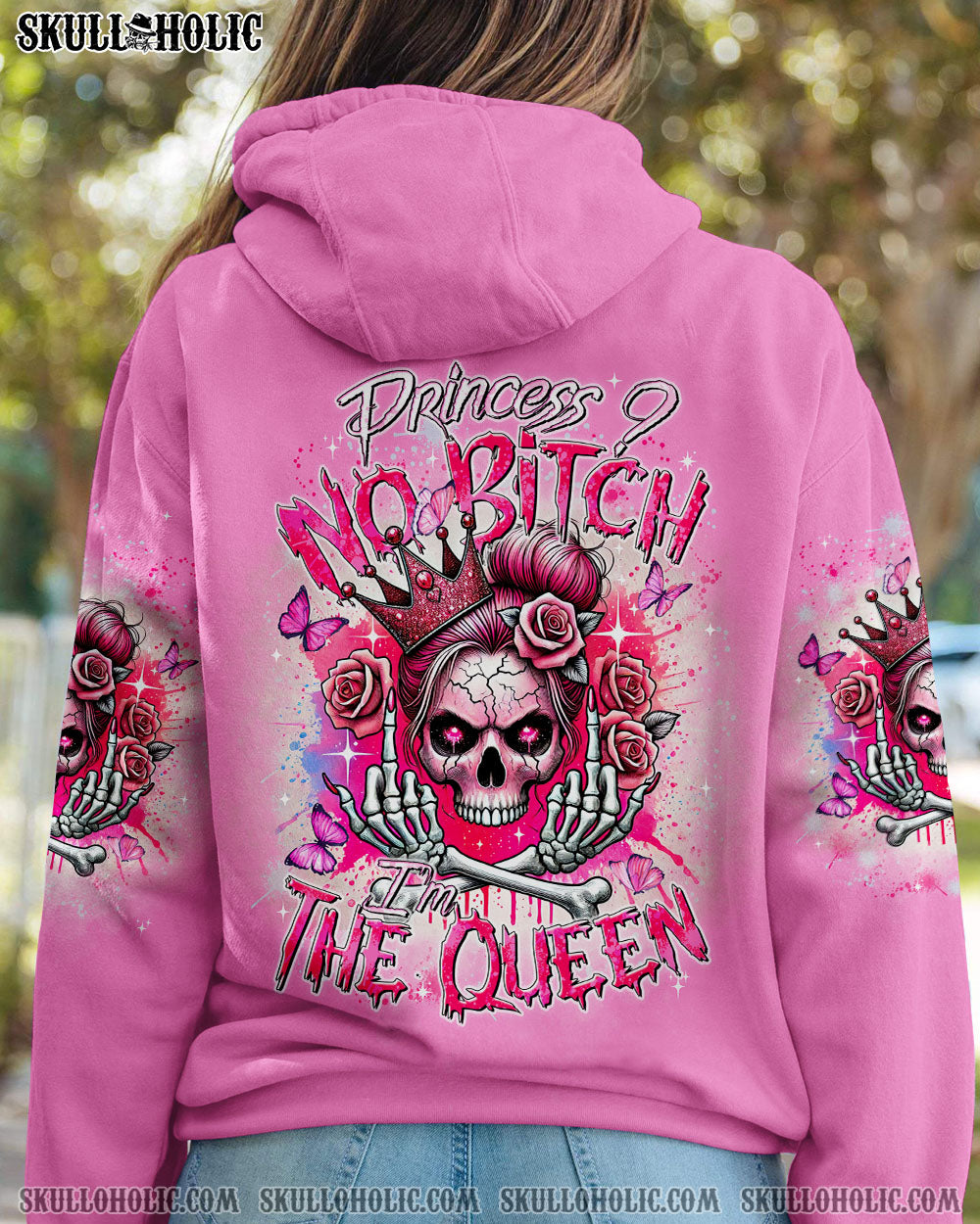 I’M THE QUEEN SKULL MESSY BUN ALL OVER PRINT – TYTD2706242