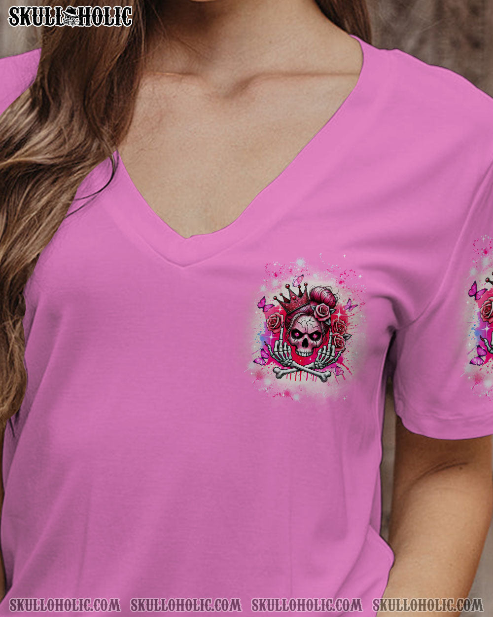 I’M THE QUEEN SKULL MESSY BUN ALL OVER PRINT – TYTD2706242