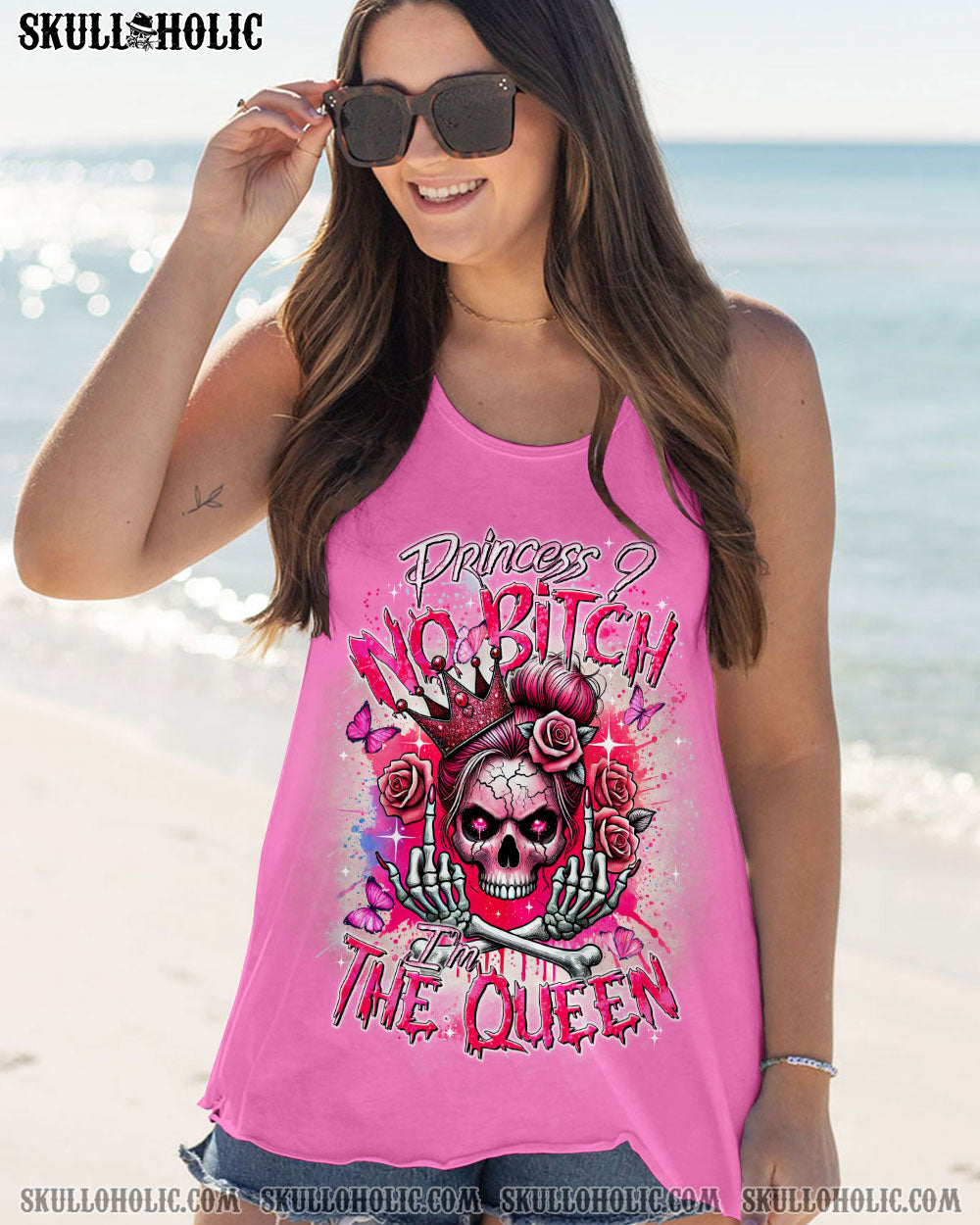 I’M THE QUEEN SKULL MESSY BUN ALL OVER PRINT – TYTD2706242