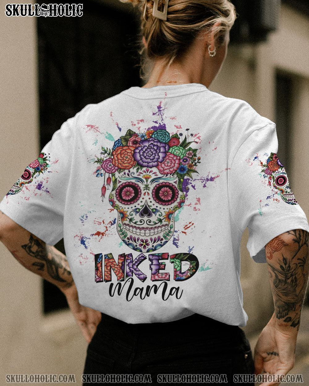 INKED MAMA FLOWER SUGAR SKULL ALL OVER PRINT – TLTW2302233