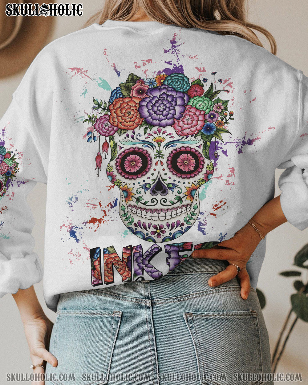 INKED MAMA FLOWER SUGAR SKULL ALL OVER PRINT – TLTW2302233