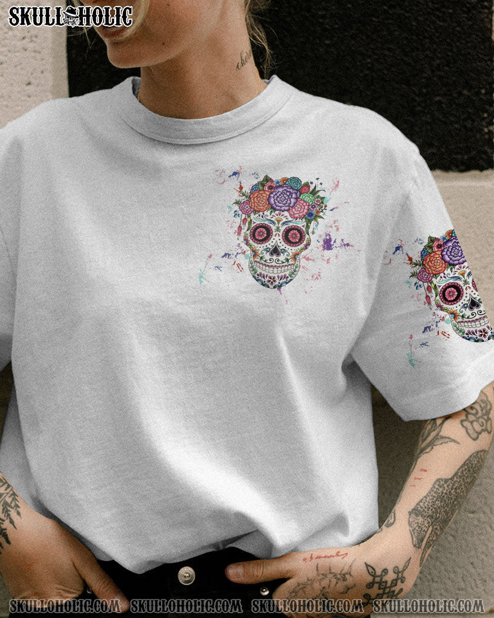 INKED MAMA FLOWER SUGAR SKULL ALL OVER PRINT – TLTW2302233