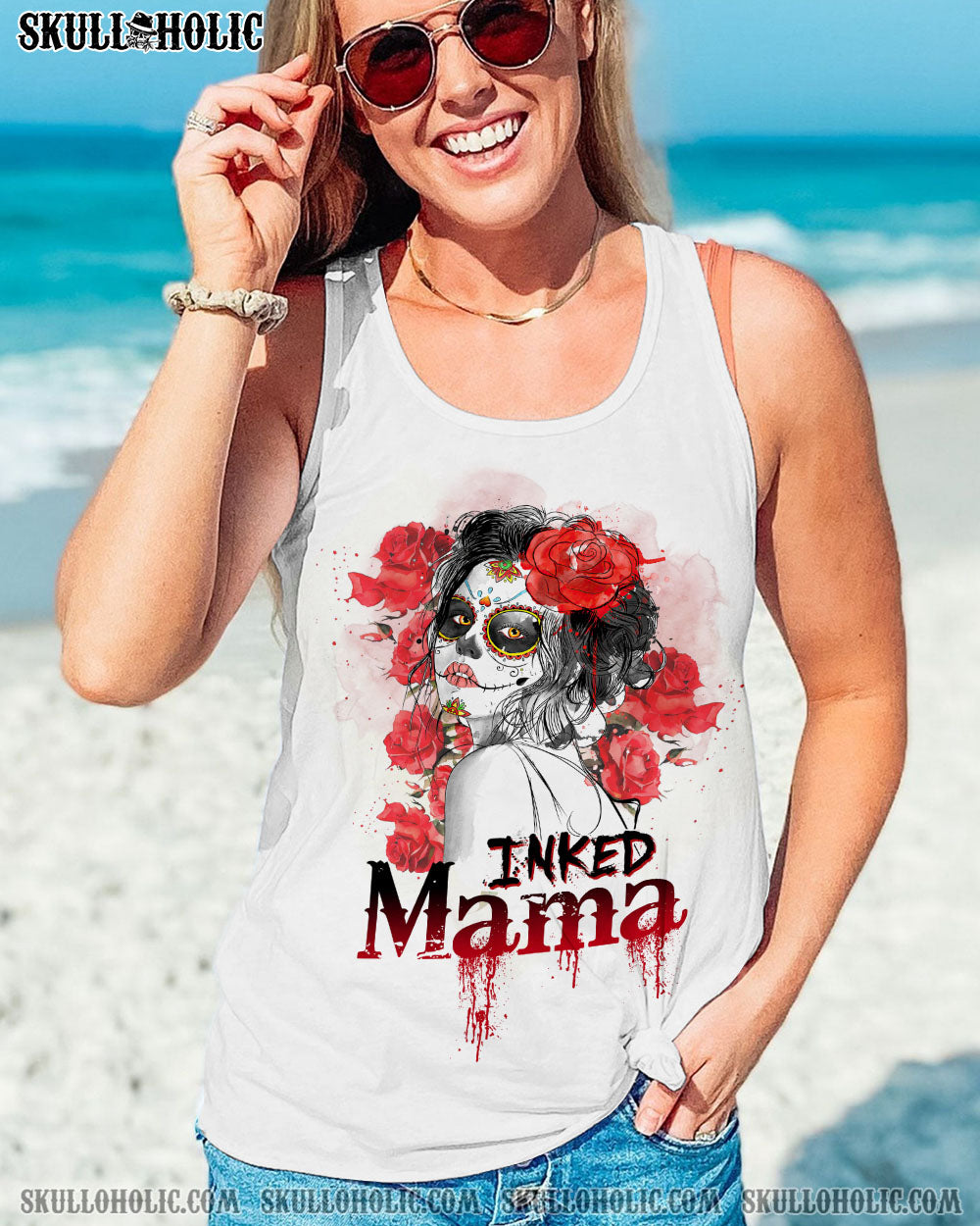 INKED MAMA SUGAR SKULL WHITE ALL OVER PRINT – TLTW0103233