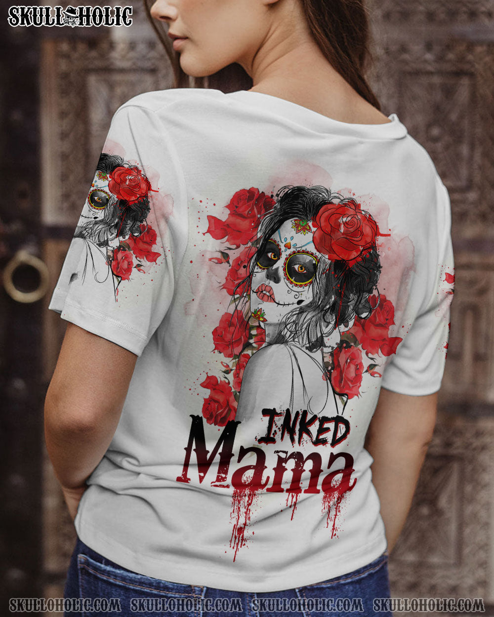 INKED MAMA SUGAR SKULL WHITE ALL OVER PRINT – TLTW0103233